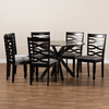 Baxton Studio Mila Grey Upholstered and Dark Brown Finished Wood 7-Piece Dining Set 172-10530-10894